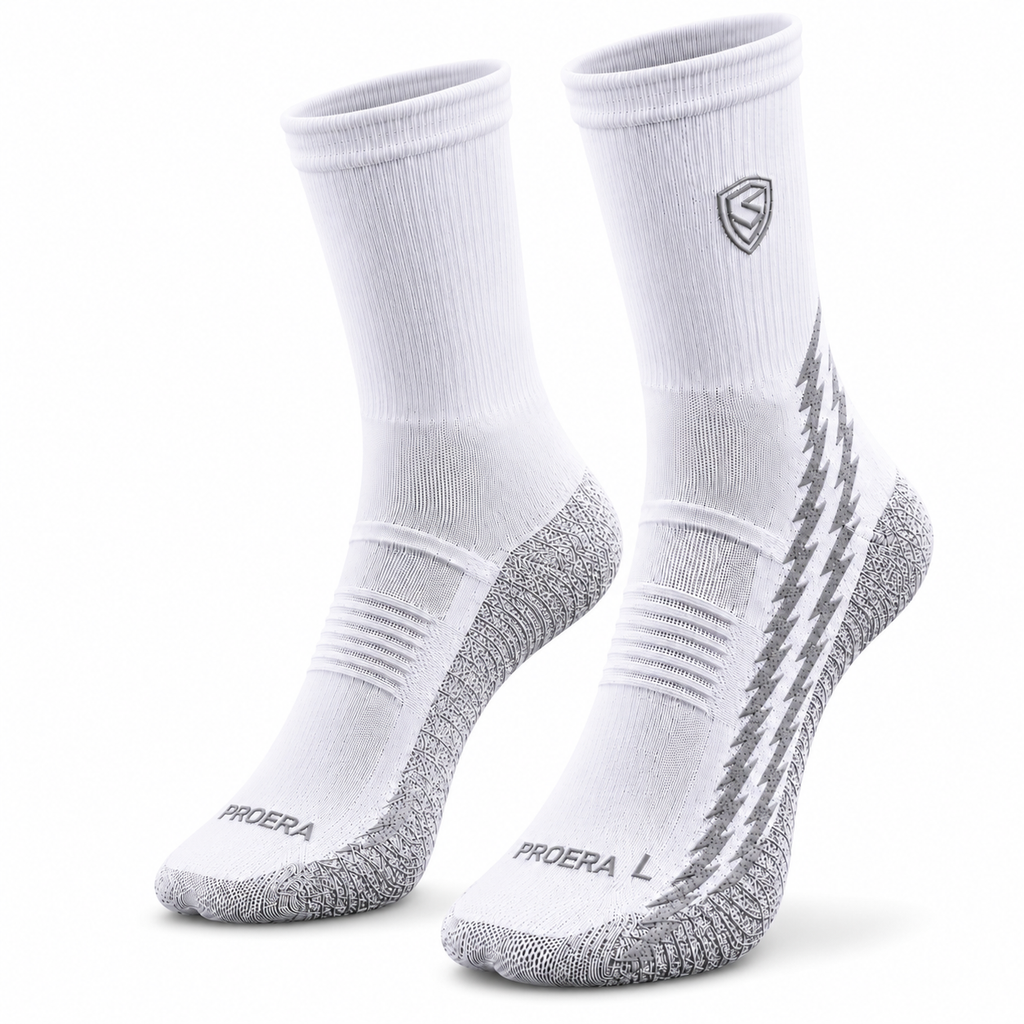 ⚡ PROERA Velocity Elite 2.0 Football Grip Socks – White/Grey. COMING SOON ⚡
