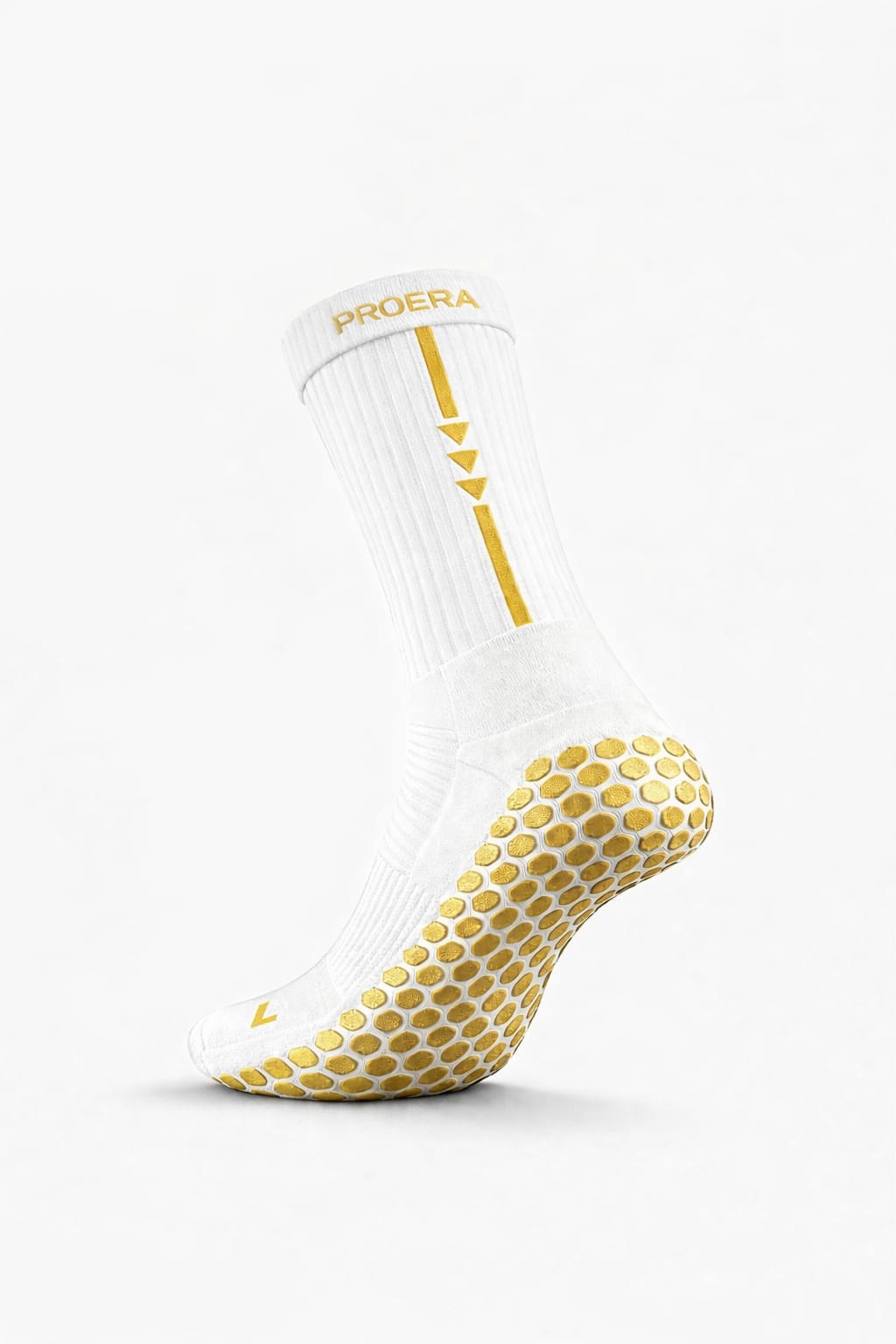 PROERA Premium Grip Socks – 3 Pack | Built for Serious Players  White/Gold